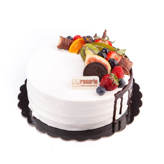 TORT FIRMOWY Z DEKORACJĄ OWOCOWO-CZEKOLADOWĄ